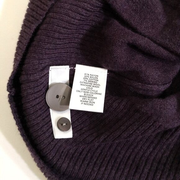 NWOT LOFT Cotton Wool Blend Button Front Pockets Longline Cardigan Plum Size M - Picture 5 of 5